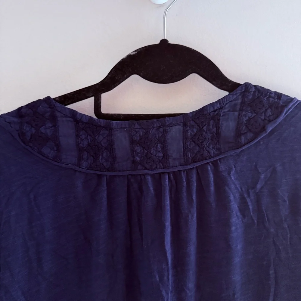 Caslon Women's Navy Cotton Long Sleeve Top - Picture 5 of 7